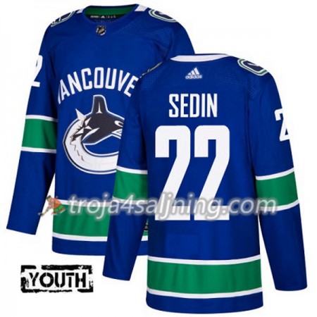 Vancouver Canucks tröja Daniel Sedin 22 Adidas 2017-2018 Blå Authentic - NHL Tröjor Barn